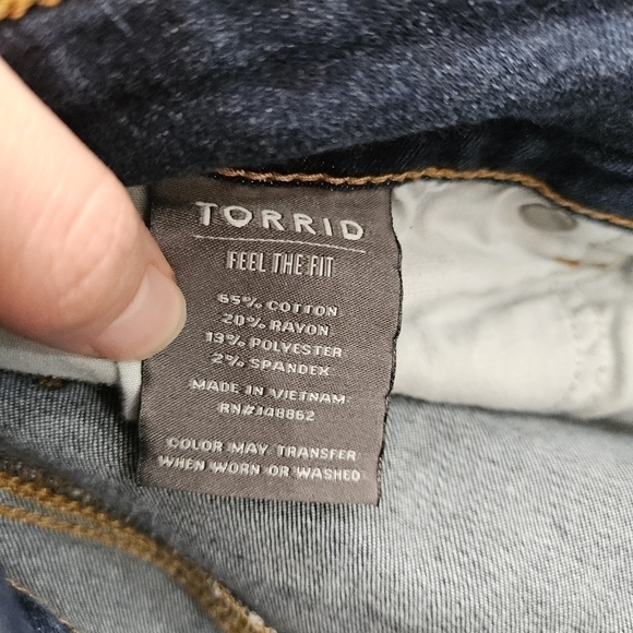 Torrid Button Fly Dark Wash Denim Blue High Waisted Jegging 10R Rinse Jeans - Picture 11 of 12